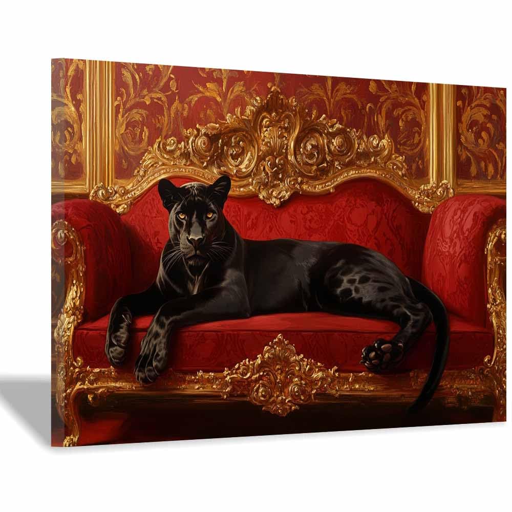JOSUE Animal Canvas Wall Art For Living Room Leopard Work House Decoration for Living Room Home Decor Pictures Walls Art(Red 73)-50x70cm Framed