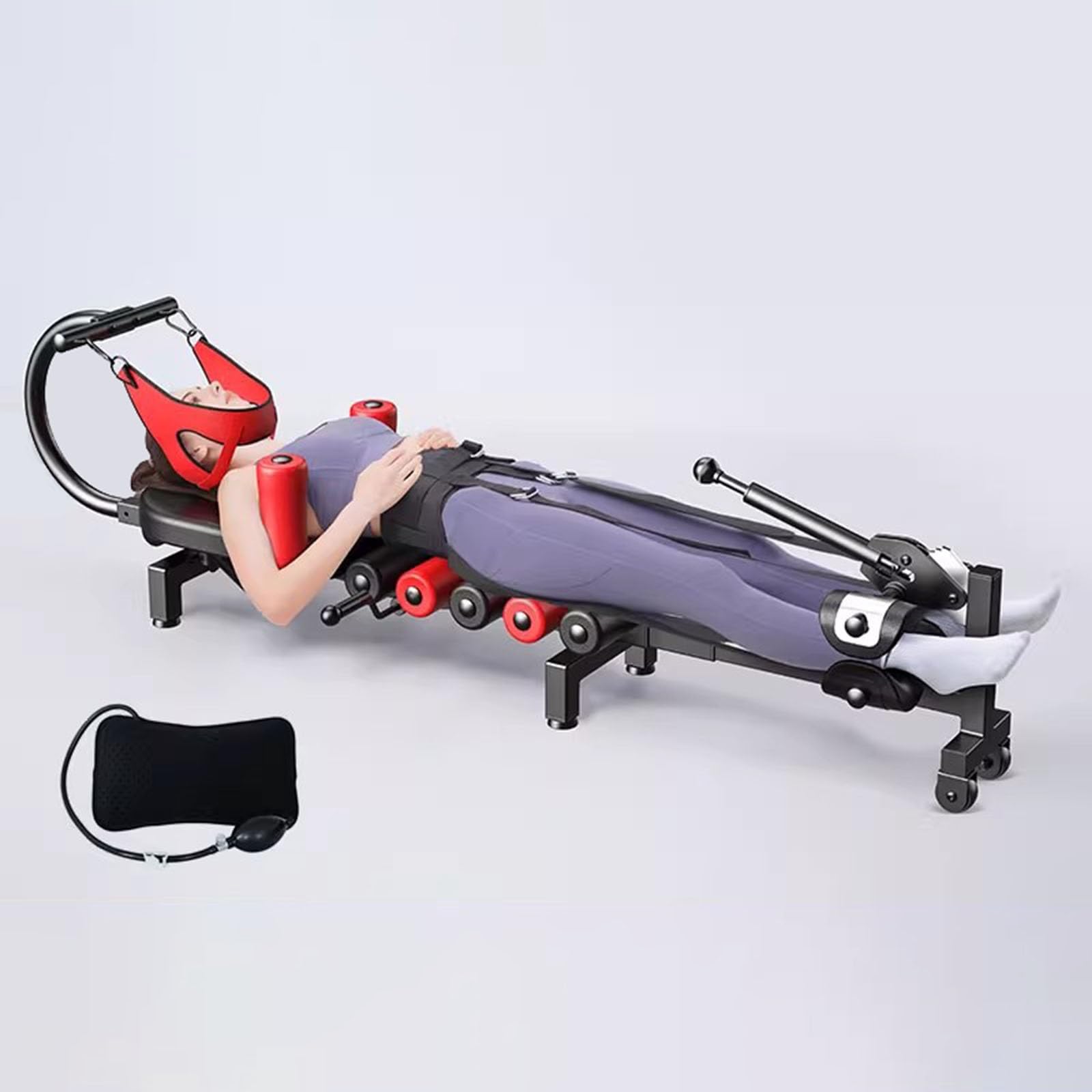 mesa de tracción Mesa de tracción para estiramiento de la columna vertebral, cama de estiramiento para descompresión de la espalda, con marco de tracción cervical