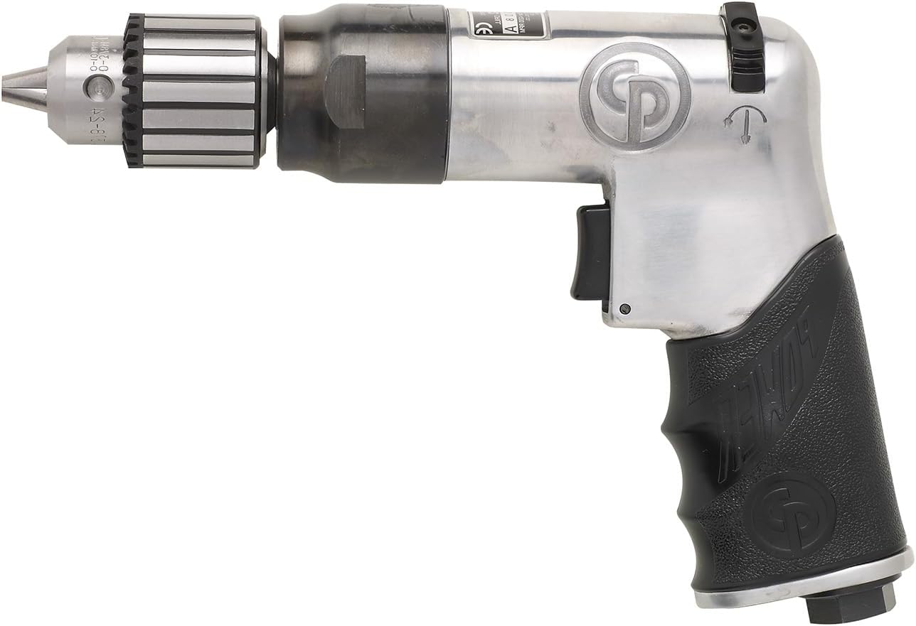 Chicago Pneumatic CP789R-42 - Air Power Drill, 3/8 Inch (10mm), Reversible, Keyed Chuck, Aluminum Housing, Pistol Handle, 0.43 HP / 320 W, Stall Torque 1.8 ft. lbf / 2.5 NM, 4200 RPM, Home Improvement