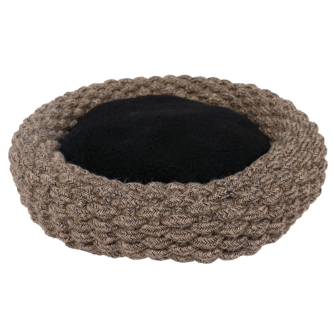 Duvoplus, Espresso Korb, rund, Baumwolle, M, 54 x 54 x 13 cm, Schwarz/Braun, für Bett/Korb/Sofa/Tipi, Schwarz/Braun, Hund