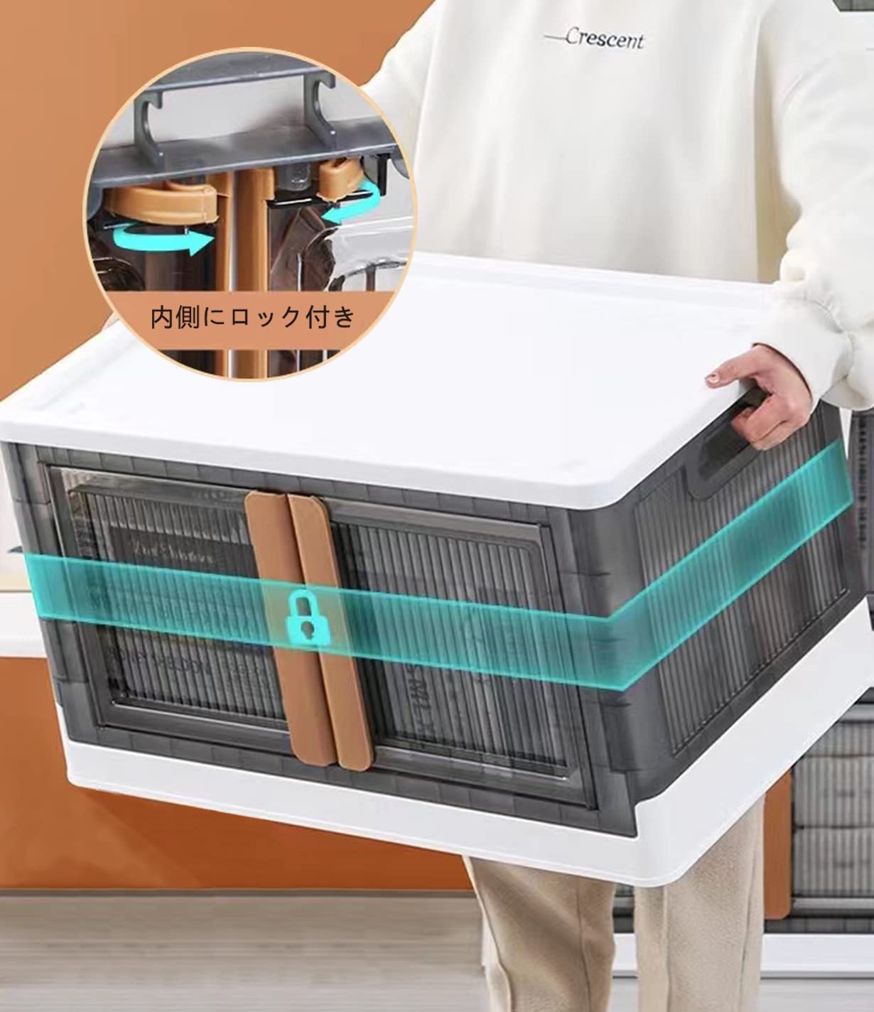 折り畳みコンテナ 収納ボックス 収納ケース 前開き キャスター付き 72L 3個