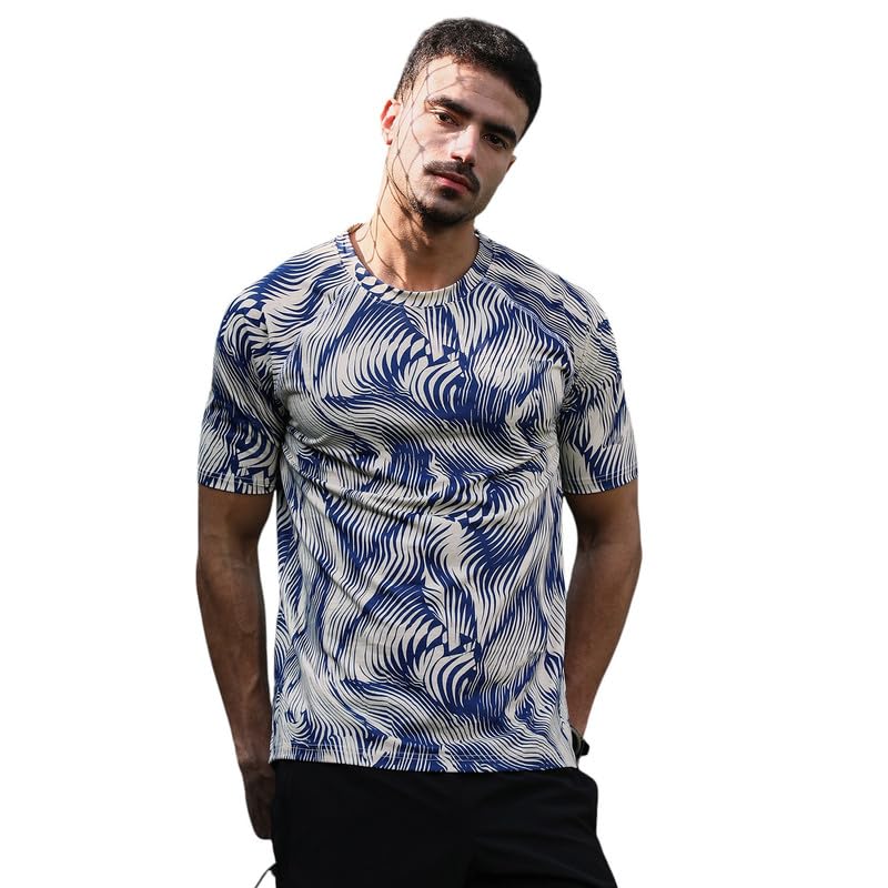 Campus Sutra Men’s Activewear T-Shirt for Casual Wear | Crew Neck | Short Sleeves | Jersey T-Shirt Crafted with Comfort Fit for Everyday Wear