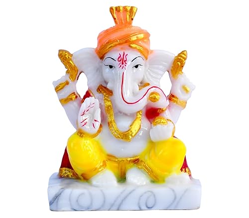India Idol Ganesh Figurine Indian Home Office Mandir Temple Pooja ItemYoga Meditation RoomSculpture for Home Car DecorGanesha Idol Handmade Marble