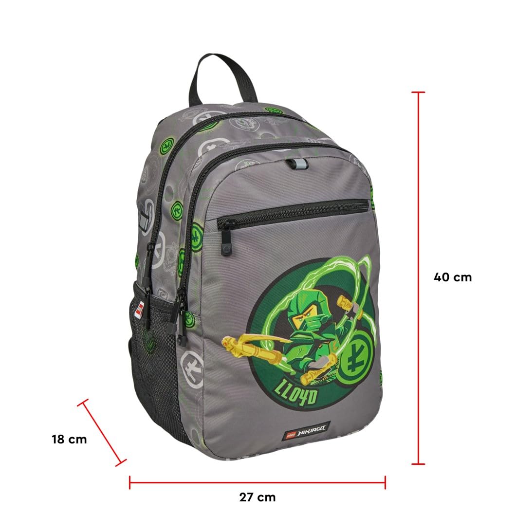 SKANDO BAGS Sac à dos extensible LEGO® Ninjago®, sac à dos spacieux avec grandes poches zippées, poche avant et poches latérales en filet. Éléments réfléchissants.