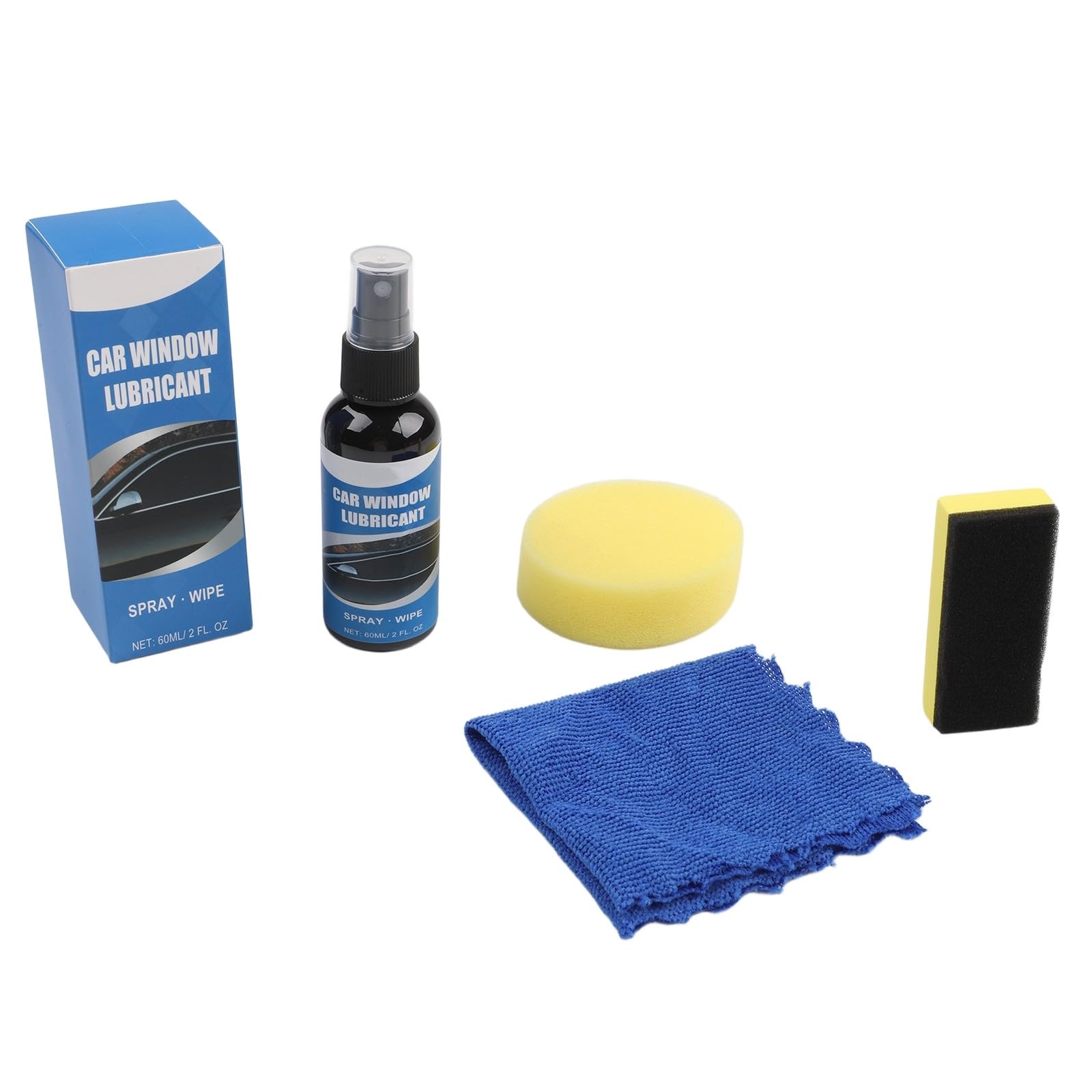 ZYWUOY Lubrifiant pour voiture, joint en caoutchouc, spray de réduction du bruit pour portes et toit ouvrant, kit de 60 ml avec serviette et éponges