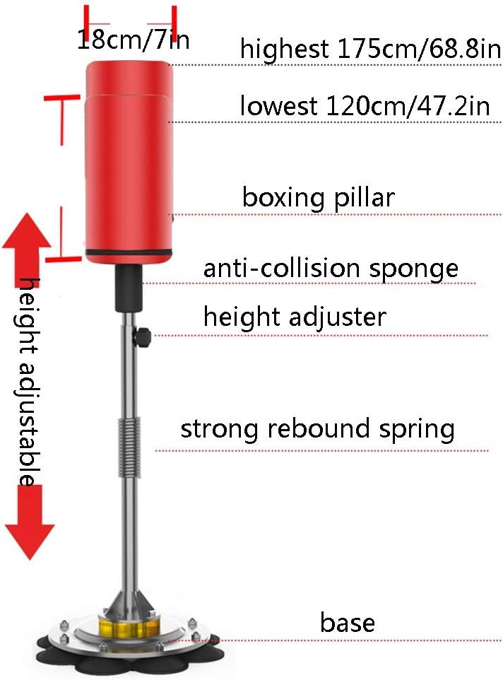 TOE Punching Bag with Stand Height Adjustable Boxing Bag with Boxing Gloves for Adults Kids Boxing Equipment for Gym Home Office (Color : Red) : Sports & Outdoors