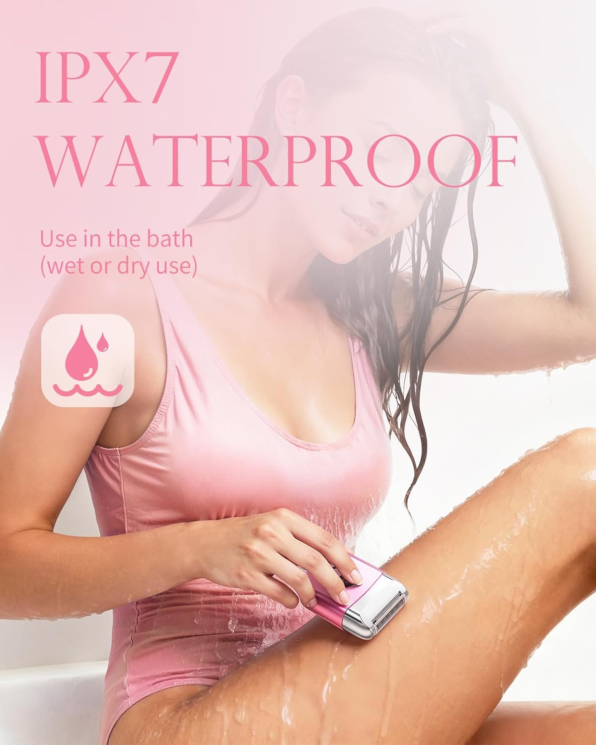 Cordless Electric Razors for Women, Travel Electric Shaver with LED Display, Rechargeable Body Trimmer Shaver for Private Area, Face Underarms Bikini,Lips,arms, Legs (Pink) - Image 5