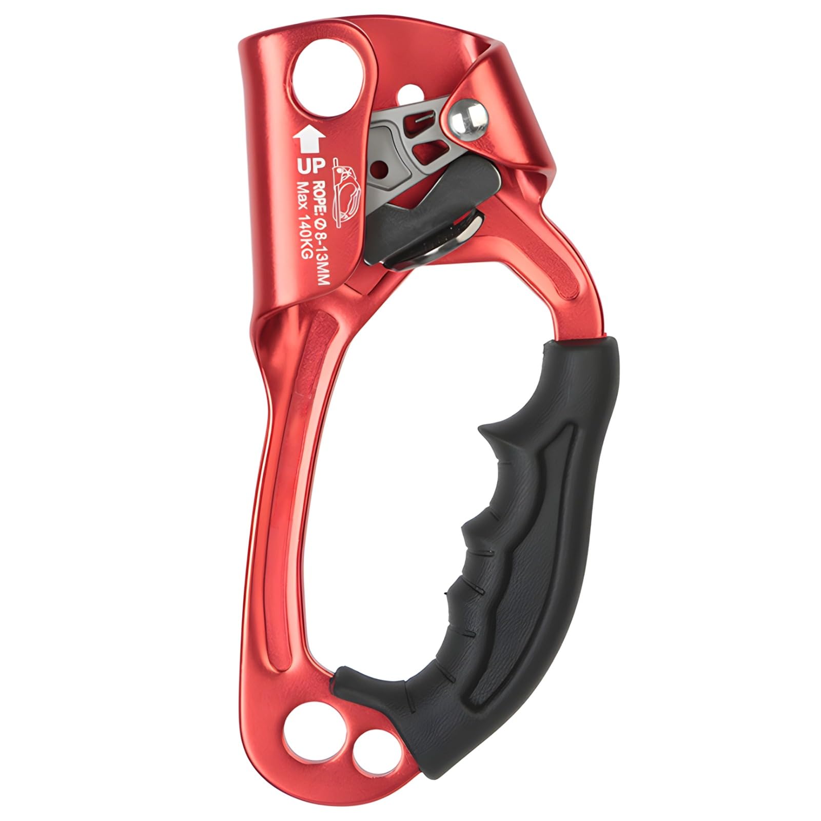 Generisch Zacisk do wspinaczki prawej ręki, ergonomiczny zacisk linowy do lin od 8 do 12 mm, lekka linka wspinaczkowa Ascender o wadze 239 g i antypoślizgowy uchwyt do wspinaczki górskiej, jaskiń, SRT