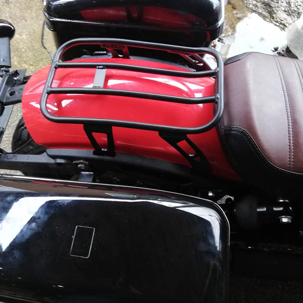 Stahl Kotflügel hinten Bolt auf Solo Gepäckträger für In-di-an Scout Bobber 2018-2019 2020 2021Motorrad-Zubehör Bright Black Motorrad Gepäckträger (Color : Schwarz)