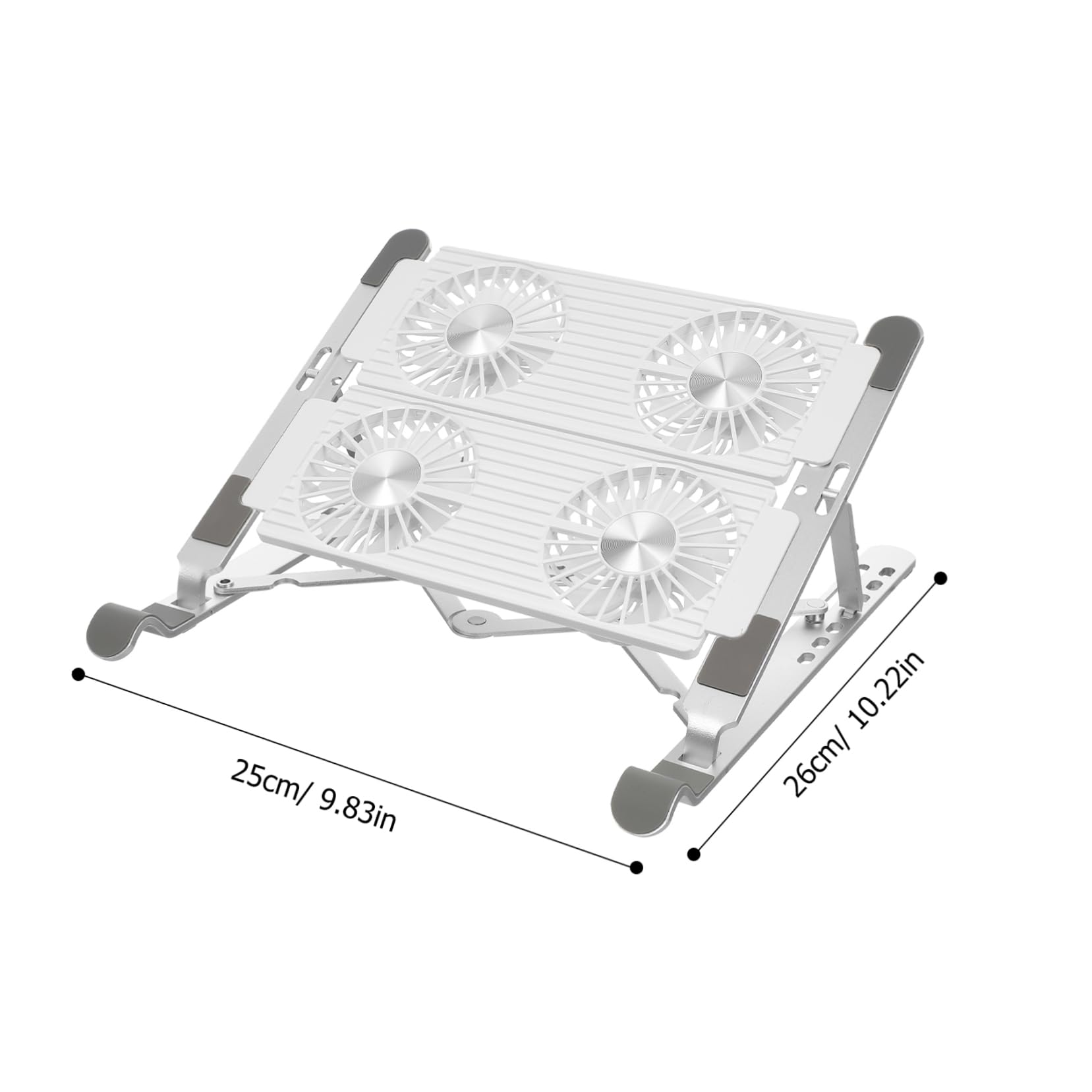 Laptop Cooler Stand Argento Lega di Alluminio Ventola, Atmosfera Estiva | Supporto Pieghevole, Silicone Antiscivolo, Alimentazione Usb, 3w, 0.6a