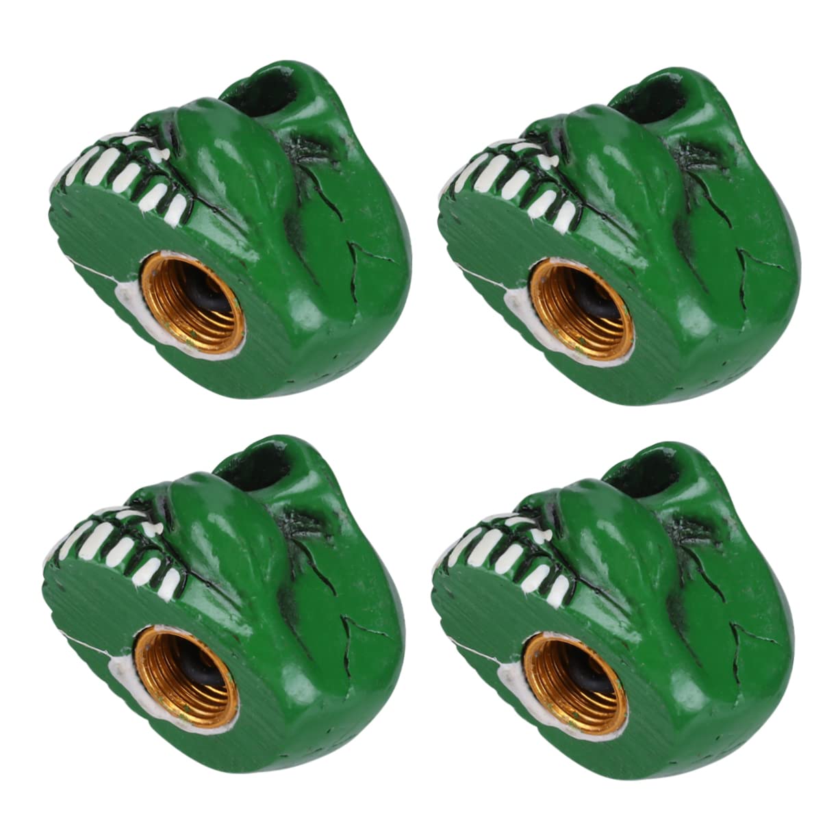 3sätze Skull Ventilkappen Für Motorräder Und Fahrräder Grüne Schädelkopf Design Installieren Schützt Vor Schmutz Und Wasser Langlebige Und Fahrradaccessoires