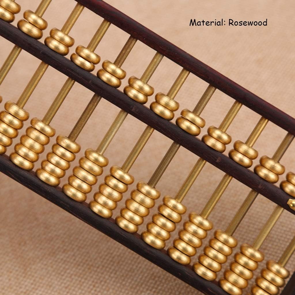 Chinese Abacus, Copper Beads Art Collection, Professional Math Tool, Home Decoration Gift, Yellow, 20x8.5x2.5cm 1pcs