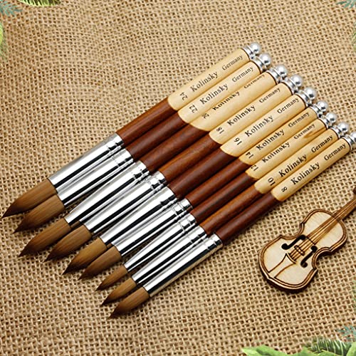 SUDNJIALQ Pincéis de unhas de cabeça redonda Kolinsky profissional ponta pontiaguda ferramentas de d