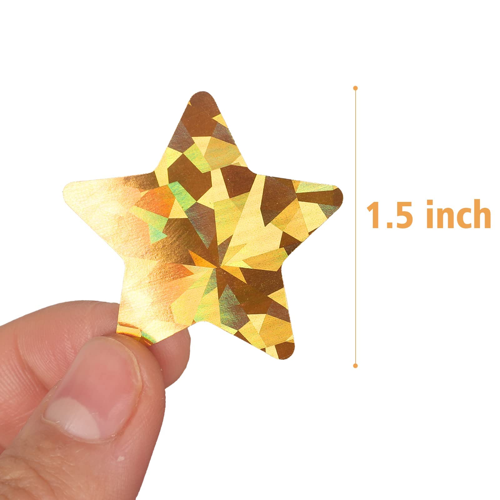 1.5" Large Holographic Gold Star Stickers for Kids Reward 500 Pcs Foil Star Metallic Stickers Roll for Behavior Chart Student Planner and School Classroom Teacher Supplies - Image 3