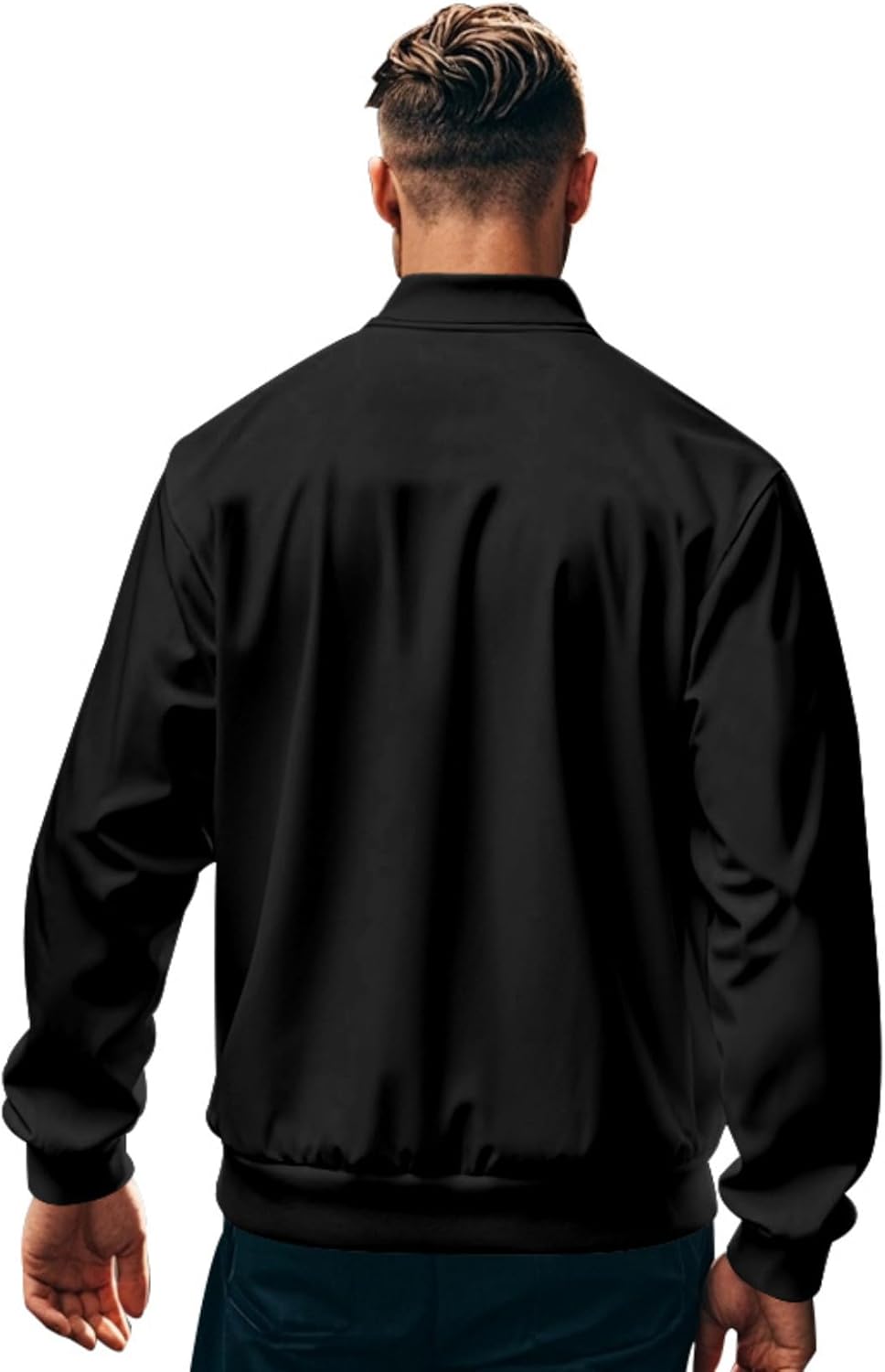 Mens Lightweight Full Zip Jacket Stand Collar Slim Fit Casual Outerwear Athletic Spring Fall