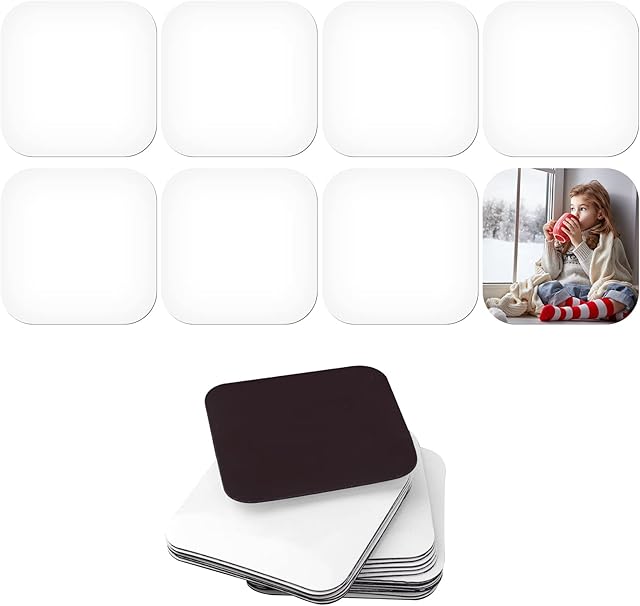 30pcs Sublimation Magnet Blanks, 2.2 x 2.2 Inch Magnetic Sublimation Blanks Square Fridge Magnets Sublimation Refrigerator Magnets for Home and Office Decoration (5.5 x 5.5cm)