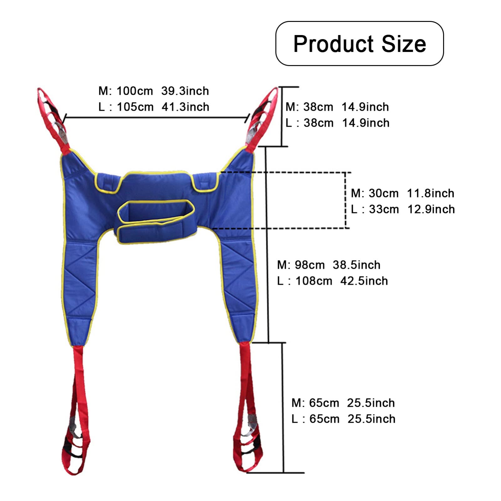 Sling Patient Lifter,Harnais Compatible élingue De Toilette Lève - Malade Lève-Personne pour Les Aidants Naturels,Les Personnes Âgées Sangle de Levage du Patient pour Tout le Corps en U Blue,L