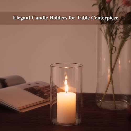 Miniatura 5 de Portavelas de cristal de huracán, jarrones cilíndricos transparentes, portavelas de pilar para velas flotantes, centro de mesa, jarrones de vidrio
