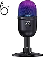 Vista 1 de Micrófono USB para PC – Micrófono para juegos de computadora con iluminación RGB para PS 4 y 5, mezcla de audio dual, silencio, salida