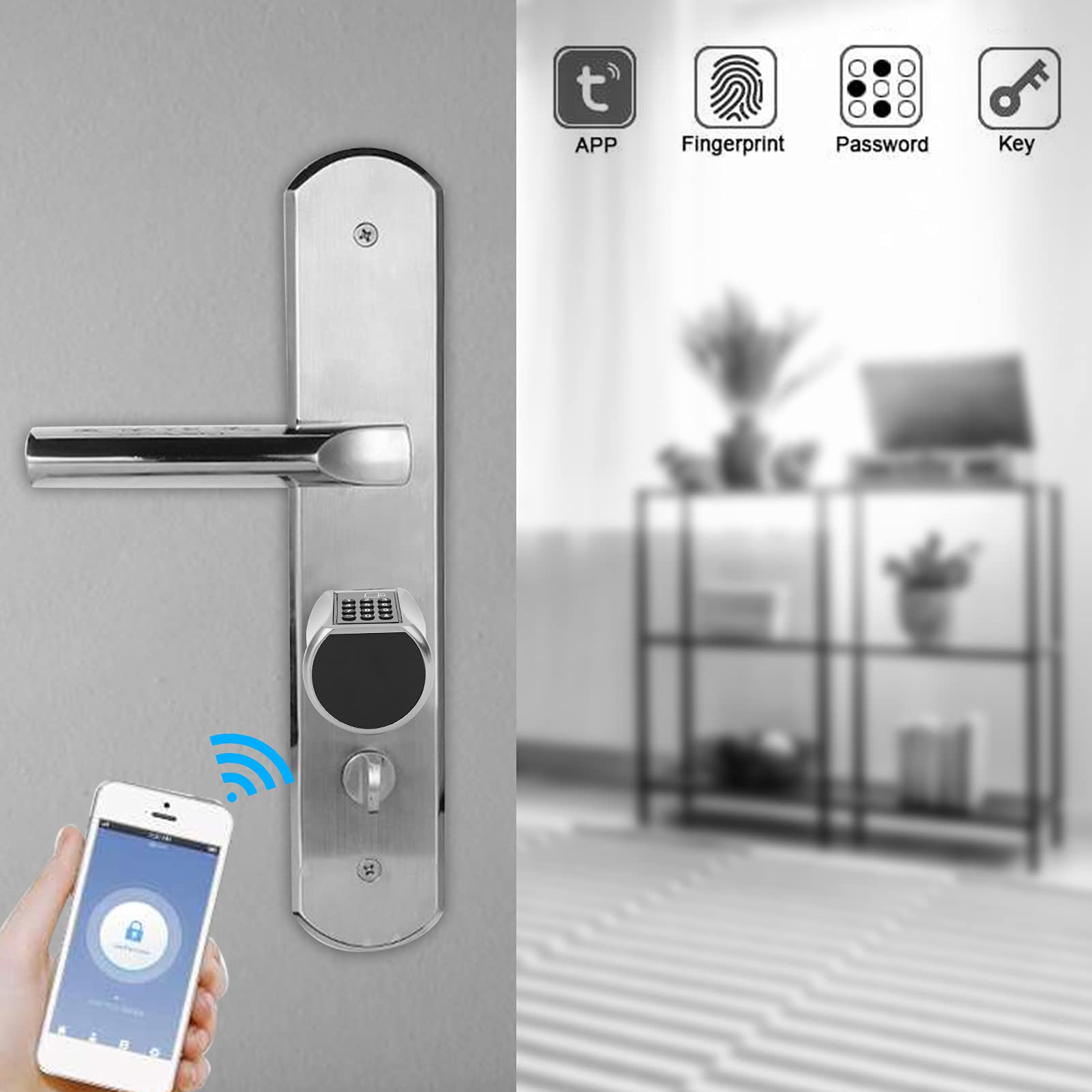 Ingresso di sicurezza per porta, aggiornamento completo Serratura per porta dal design elegante, porte di sicurezza di sicurezza e accessori per la casa antifurto adatti per la famiglia