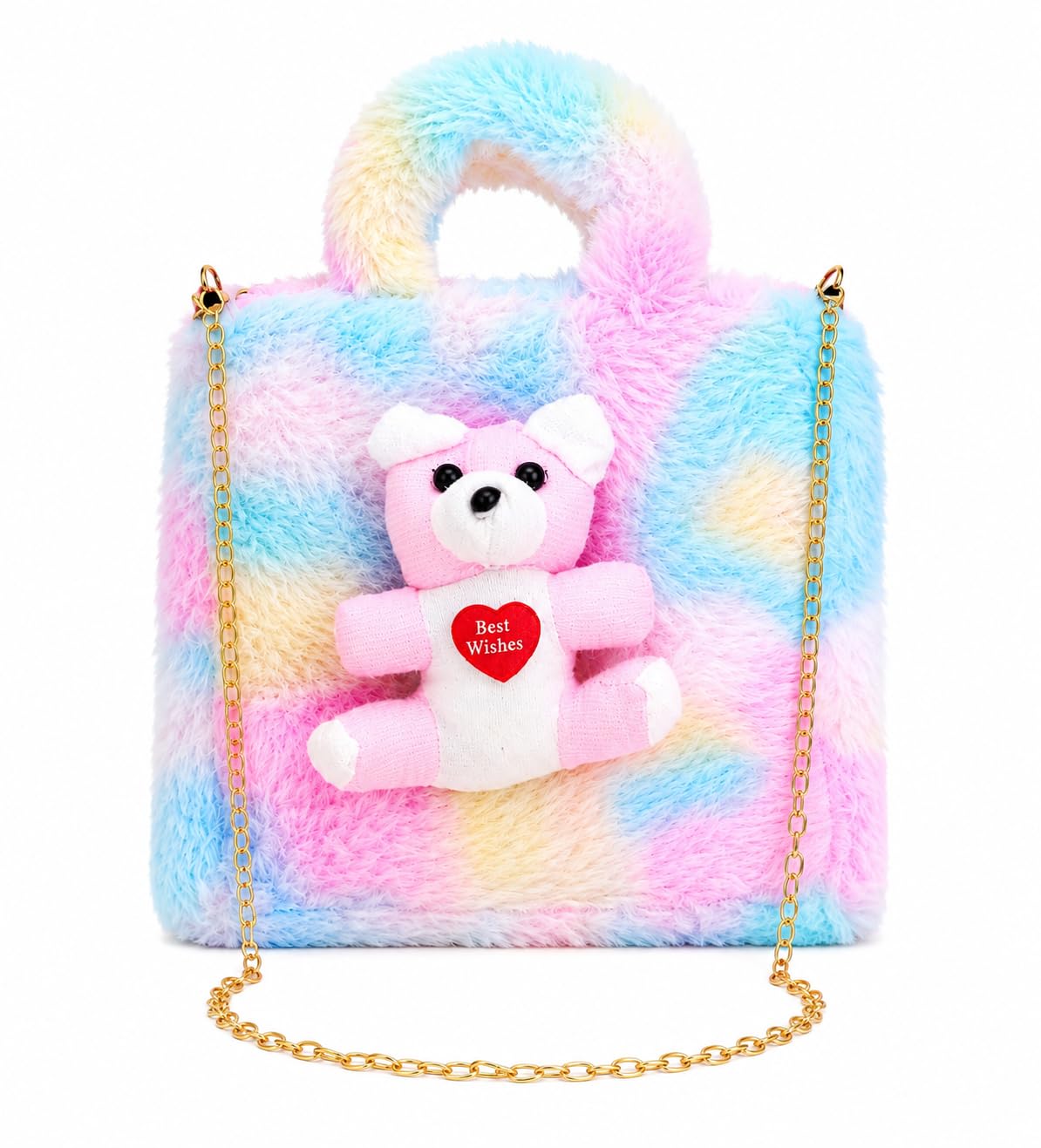 Kids Soft Plush Handbag with Chain Strap | Cute Mini Crossbody Shoulder Bag for Girls | Zipper Closure | Lightweight Gift Bag | Multicolor Handbag for Kids-image-21