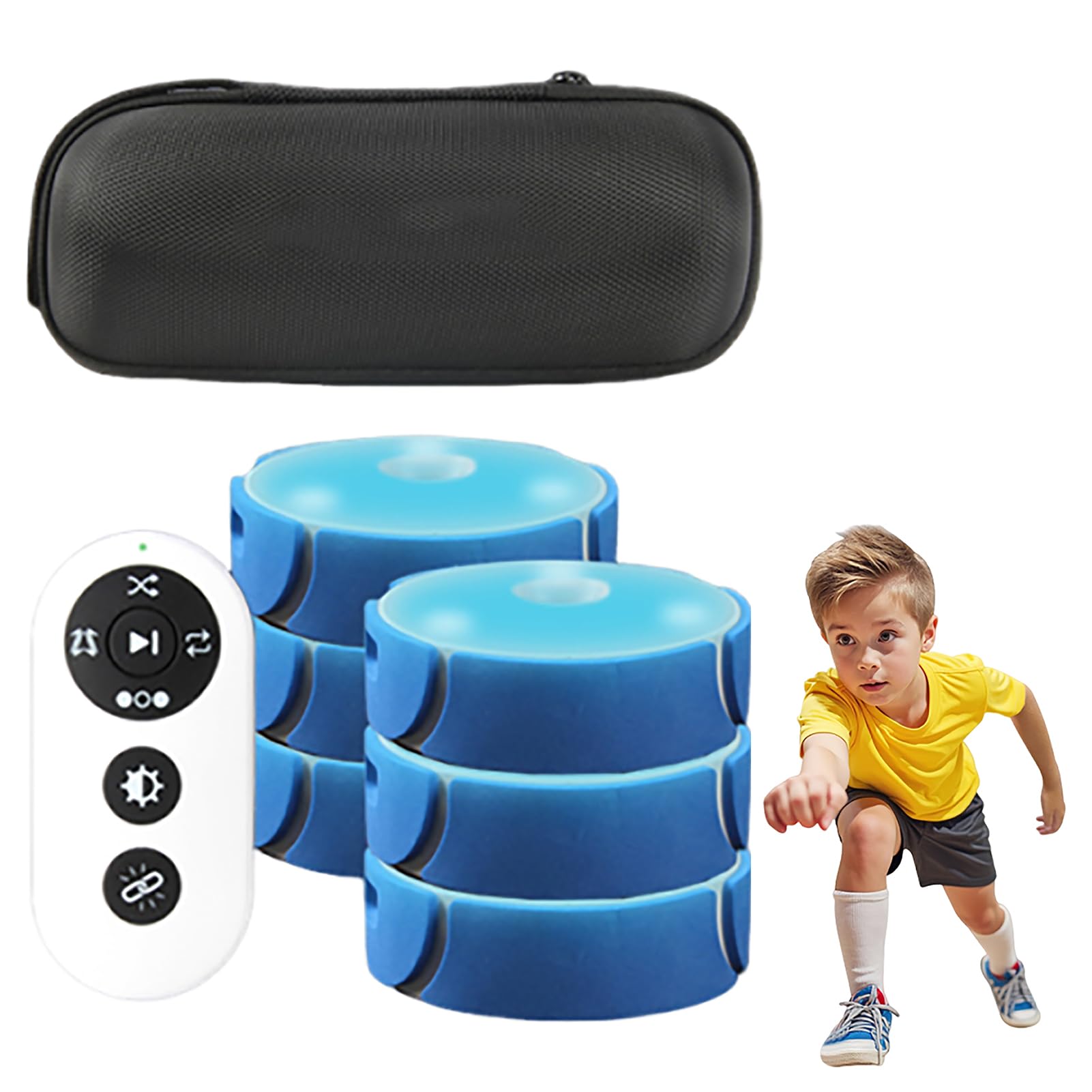 Kit de Entrenamiento de Agilidad con Luces de reacción y Control Remoto para Deportes, Mejora los Tiempos de reacción y la Velocidad para fútbol, ​​Baloncesto y Boxeo