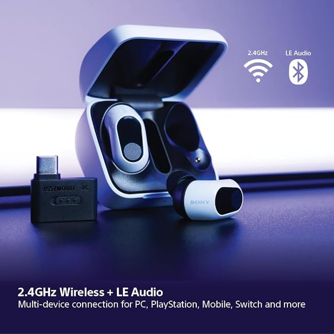 Sony INZONE Buds Wireless Gaming Earbuds, Perfect for PlayStation® 5, for PC/PS5/Switch/Mobile, 48Hr Battery with Case, Noise Canceling, 360 Spatial Sound, 2.4GHz USB-C Dongle, WF-G700N White