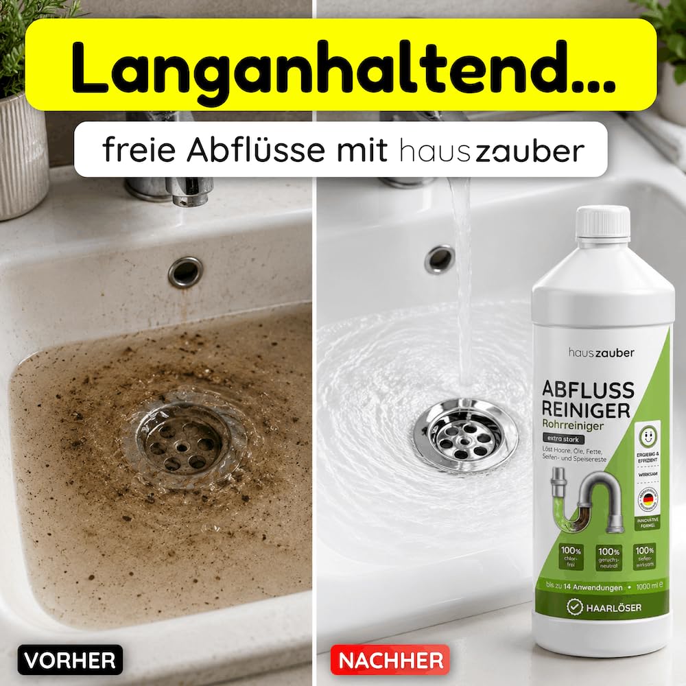 MM HYGIENE Rohrreiniger EXTRA STARK 1000 Ml – Power-Formel Gegen Haare, Fett & Speisereste – Made In Germany, Materialschonend
