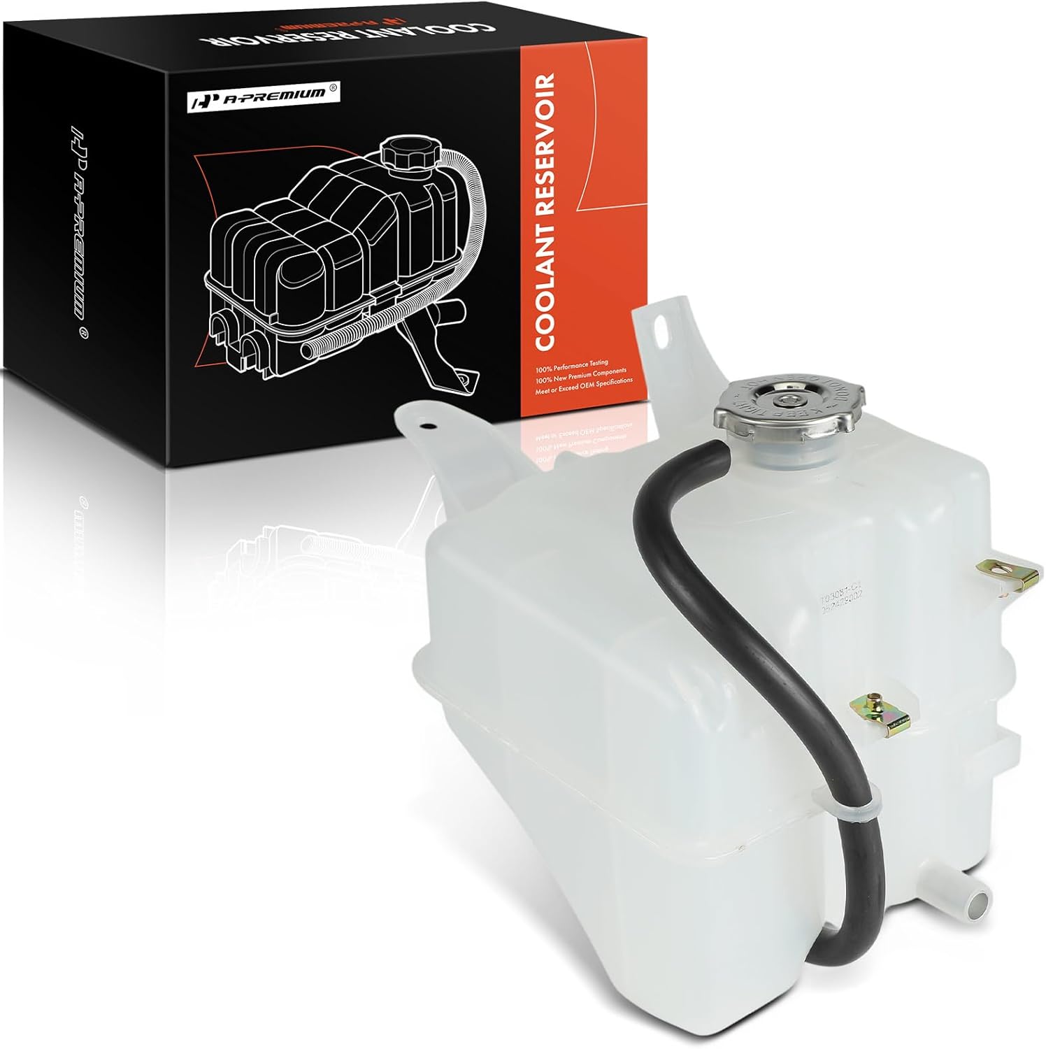 A-Premium Engine Coolant Overflow Recovery Reservoir Tank [with Cap and Tubing] Compatible with Chrysler Sebring 2001-2006 2.7L & Dodge Stratus 2001-2006 2.7L, Stratus 2001-2005 3.0L - Front Side