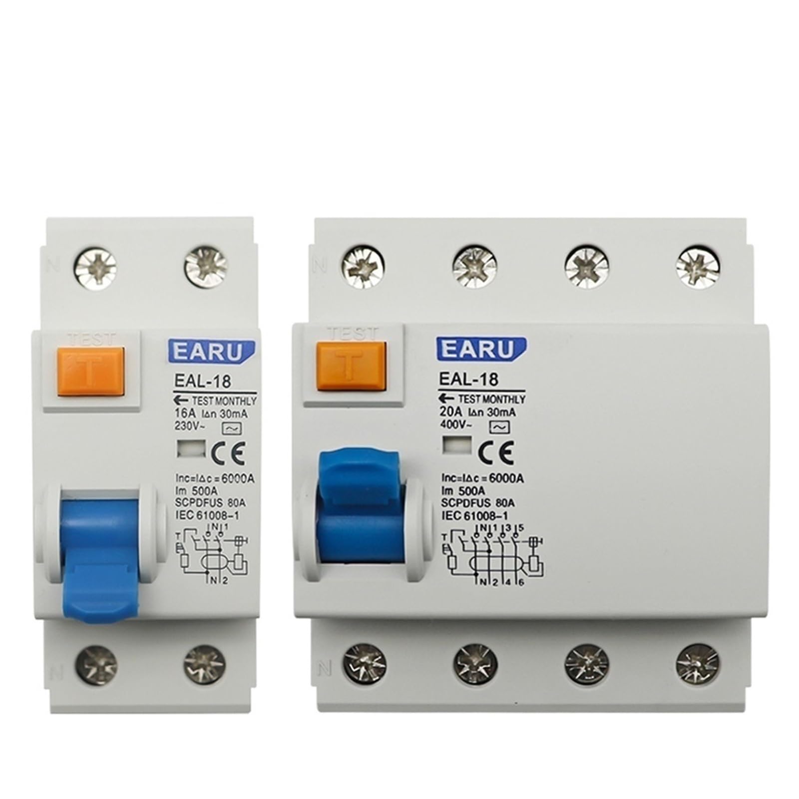 Disjoncteur différentiel 2P 10A 30mA AC pour tableau électrique (lot de 10)