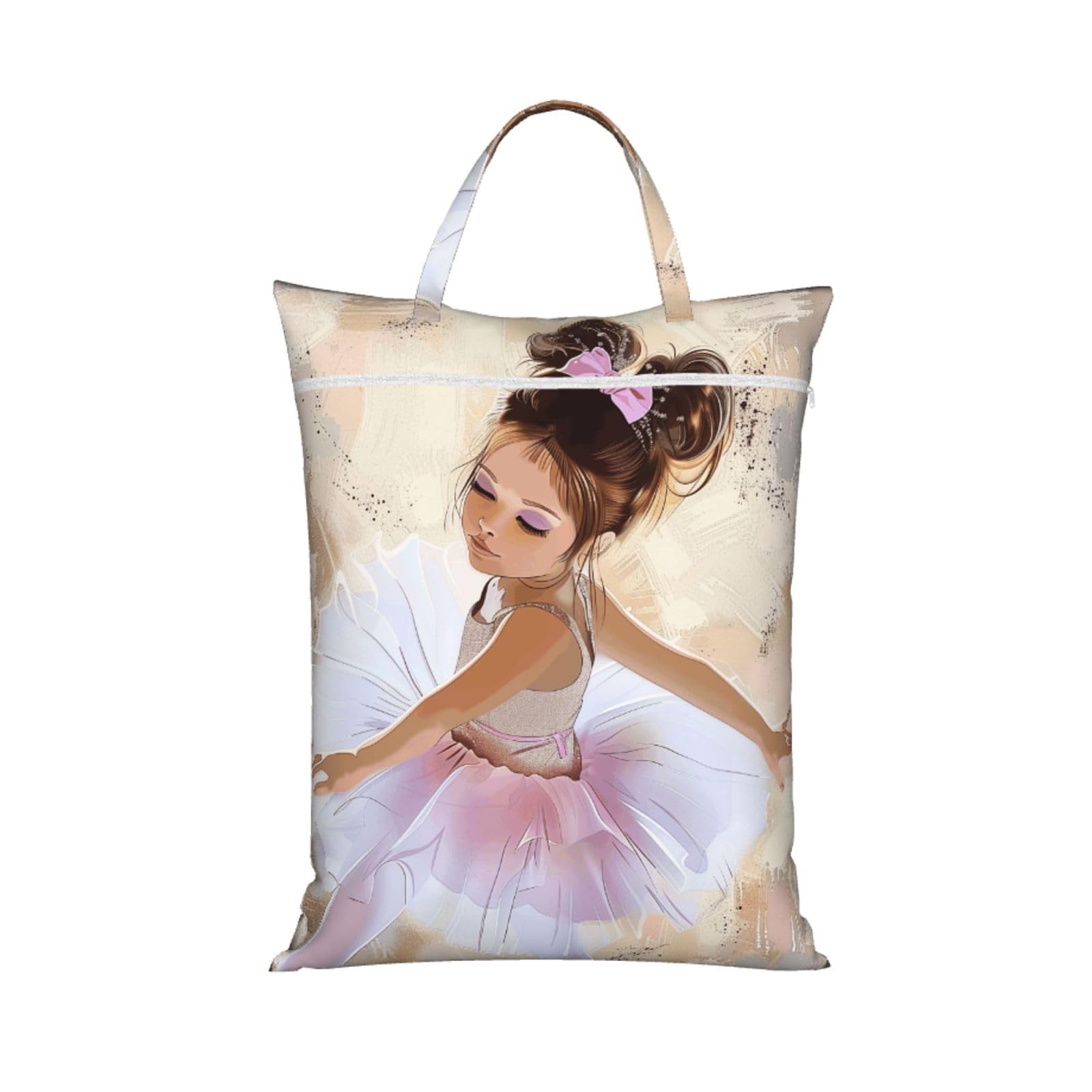 Large Travel Laundry Bags,Little Ballerina Dancing Girl Print with Handle Foldable Laundry Bag for Holidays Gym Swimming and Family Trips, 1Pcs