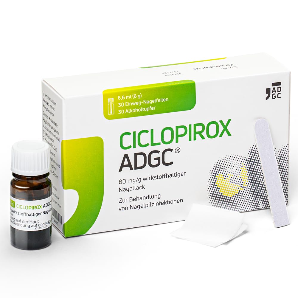 CICLOPIROX Nagellack 80 mg/g, 6,6 ml – Set mit 30 Einwegpfeilen & Alkoholtupfern
