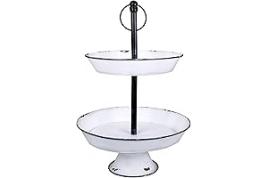 Creative Co-Op DA8538-1 2 Tier White Decorative Metal Tray