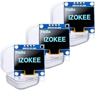 IZOKEE 0.96'' I2C IIC 12864 128X64 Pixel OLED LCD Display Shield Board Module SSD1306 Chip 4 Pin for Arduino Raspberry Pi 51 Msp420 Stim32 SCR (Pack of 3pcs, Blue-IIC)