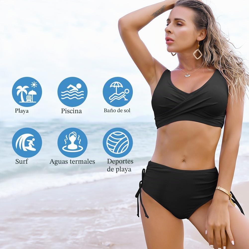 Flintronic Braguita de Bikini con Cordón Ajustable para Mujer, Pantalones de Natación de Cintura Baja