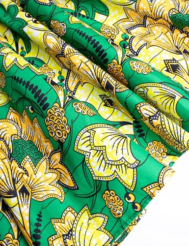 Image of Women's African Ruffle Long Sleeve Dress Ankara Print Maxi Dresses