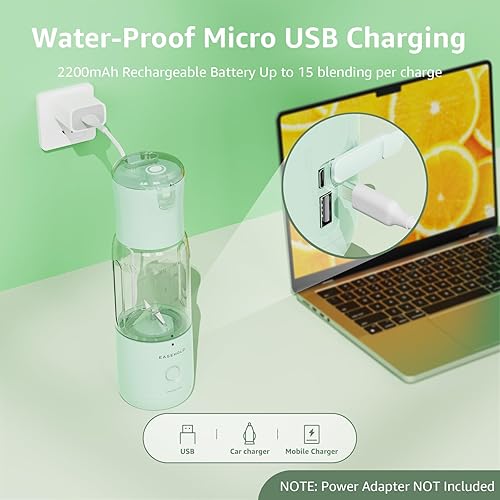 Miniatura 4 de Licuadora portátil, licuadora personal para batidos y batidos, mini licuadora rápida de jugo fresco sobre la marcha con 6 cuchillas, licuadora