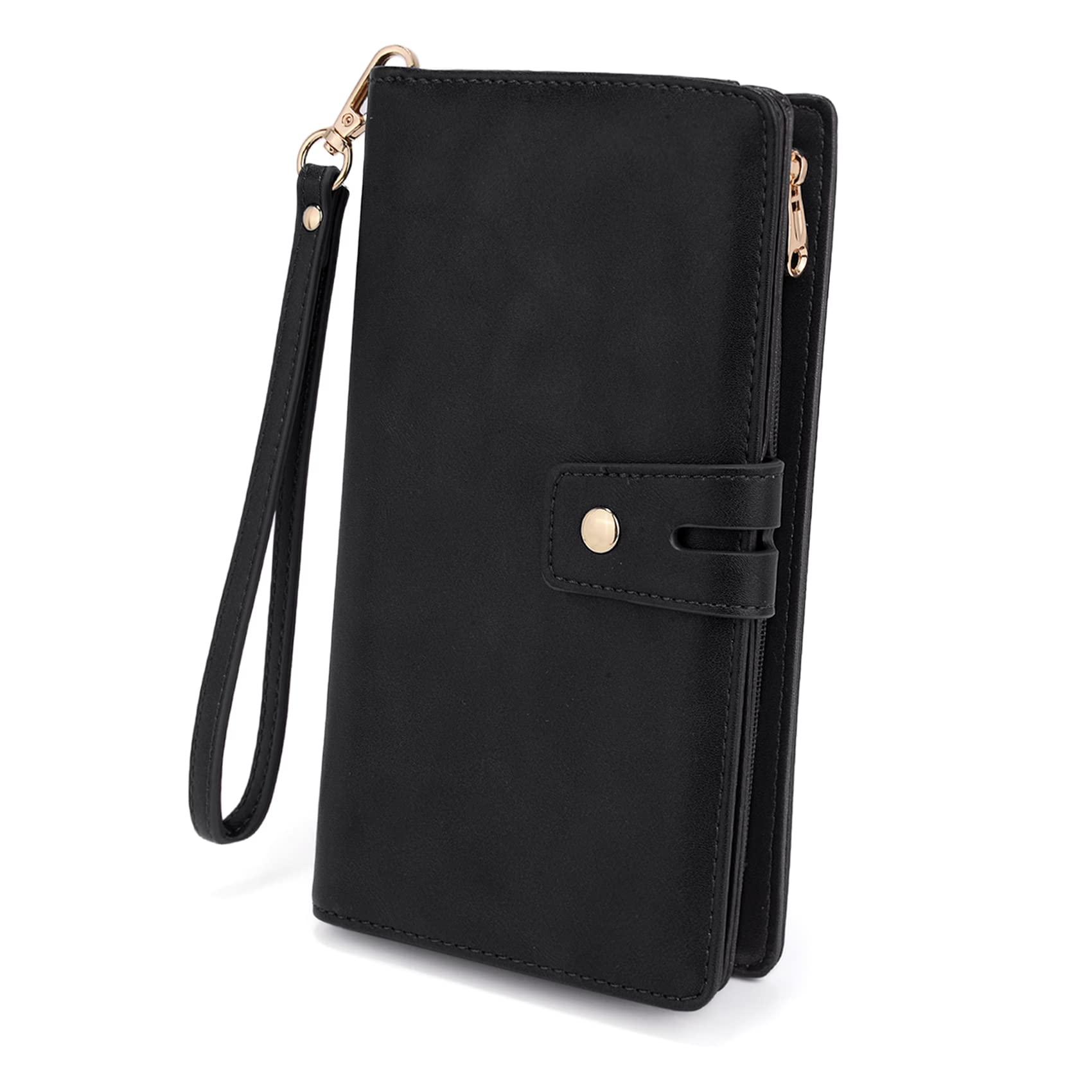 Uromee Wallet Women Vegan LeatherLarge Ladies Card Wristlet Purse Clutch Detachable Checkbook Holder