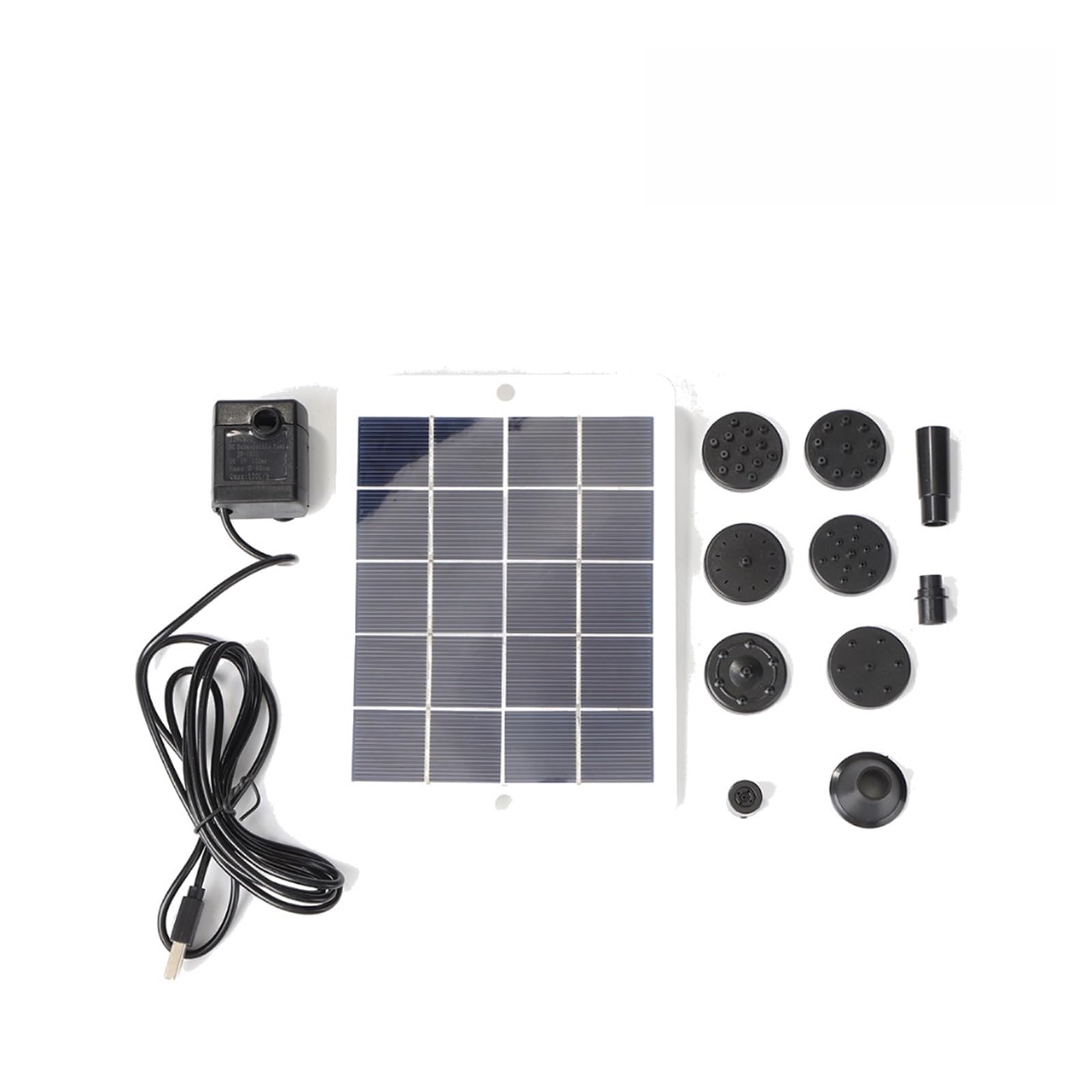 5-1W DIY Solar Water Pump Kit With 9-6 Nozzles Solar Bird Bath Fountains For Outdoor Garden Swimming Pool Solar Powered Fountain Garden Small Pond(5W 5V)