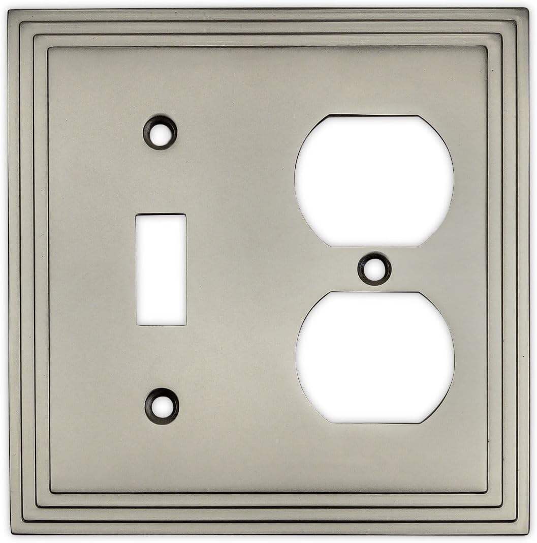 Cosmas 25068-SN Satin Nickel Single Toggle/Duplex Combo Electrical Outlet Wall Plate/Cover
