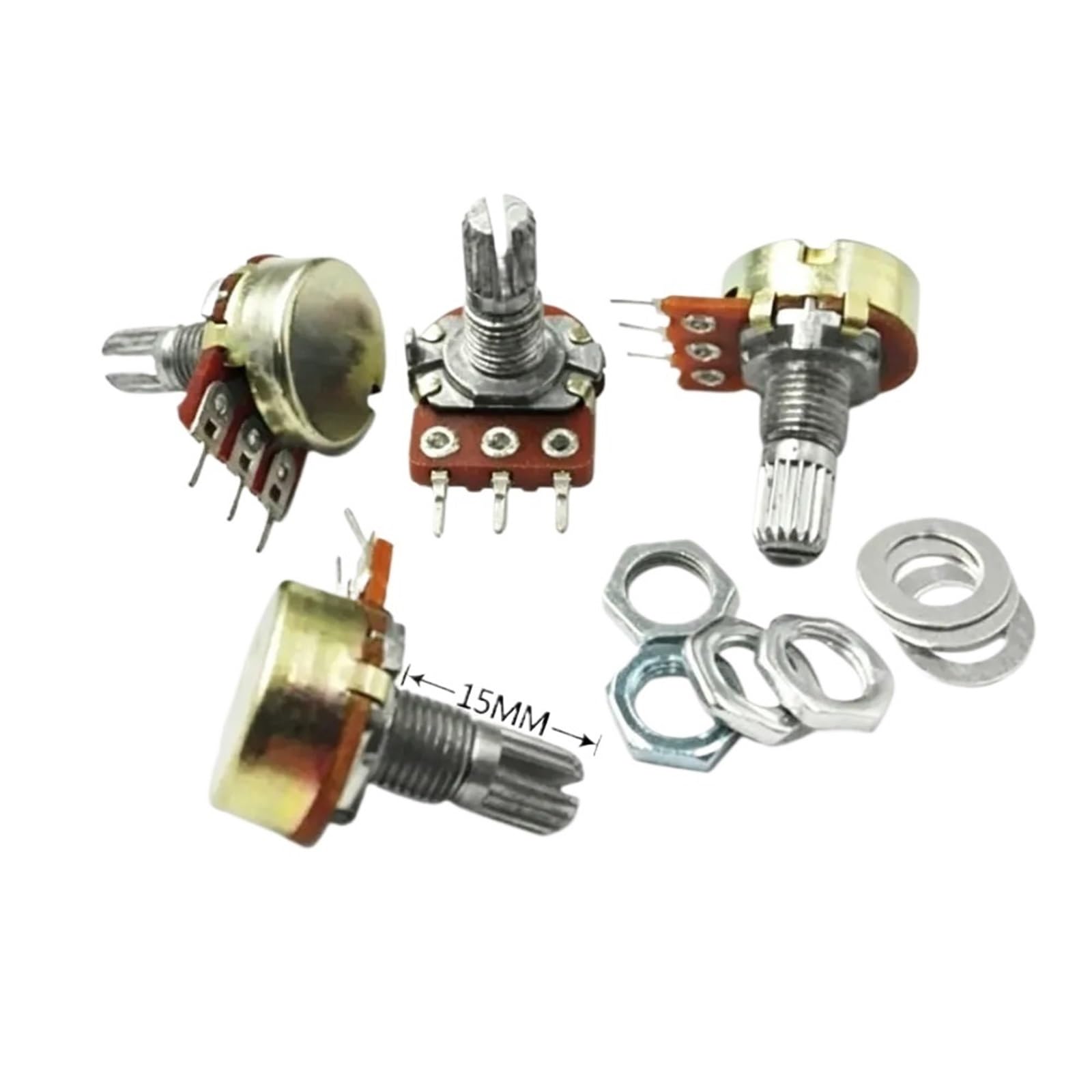 RISWEKFW 5PCS WH148 3pin 15mm Linear potentiometer resistor B100R B500R B1K B2K B5K B10K B20K B50K B100K B250K B500K B1M 101 501 102 502(B50K)