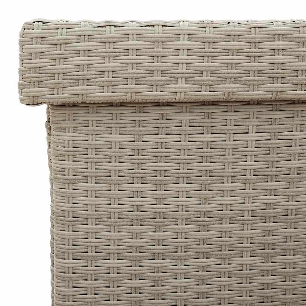 Cassapanca da giardino con ruote, grigio chiaro, 160 x 55 x 75 cm, in polyrattan, resistente alle intemperie, per cuscini, cuscini e accessori, con vano portaoggetti, molla a gas