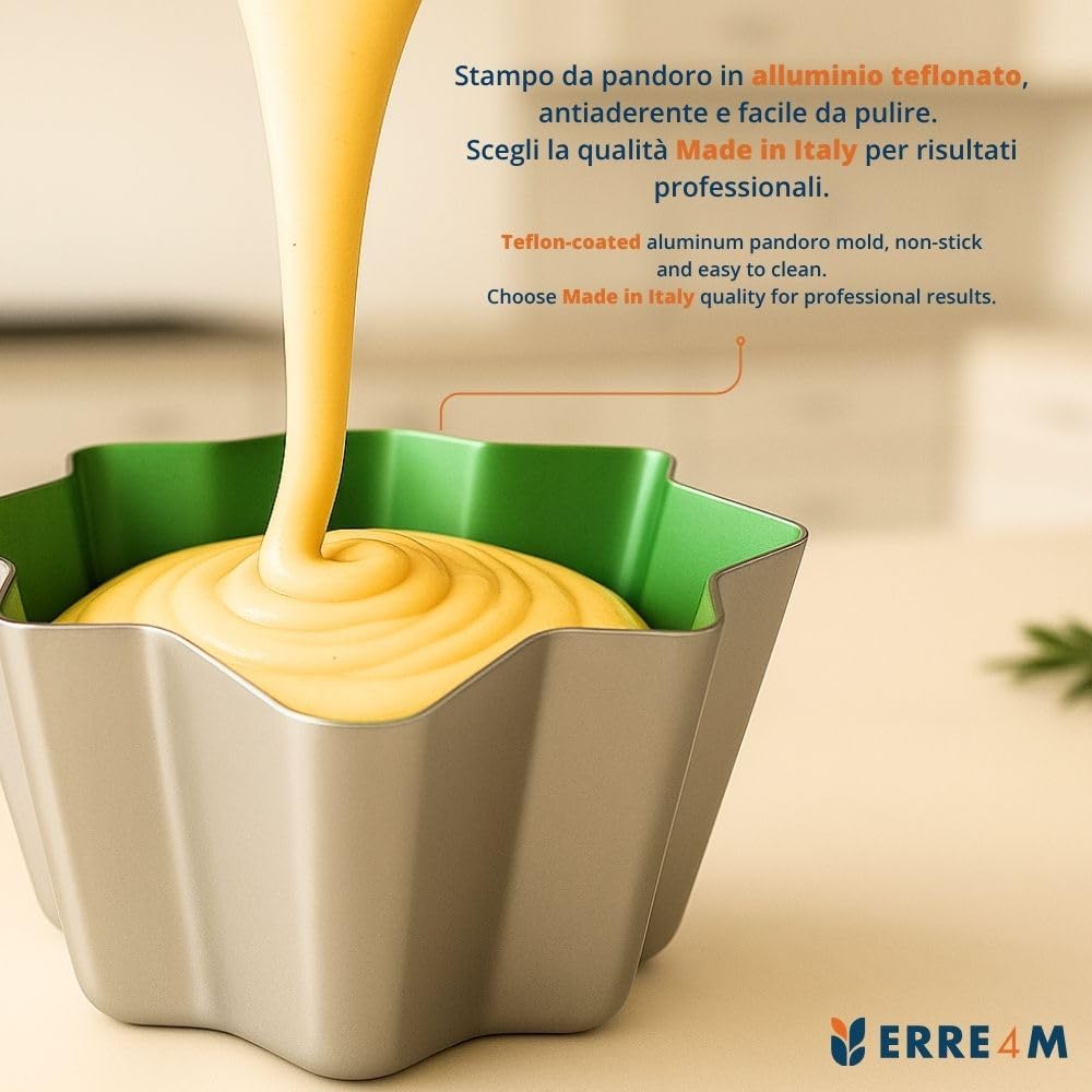 Erretre srl Molde para pandoro teflón antiadherente de 750 gramos de aluminio profesional