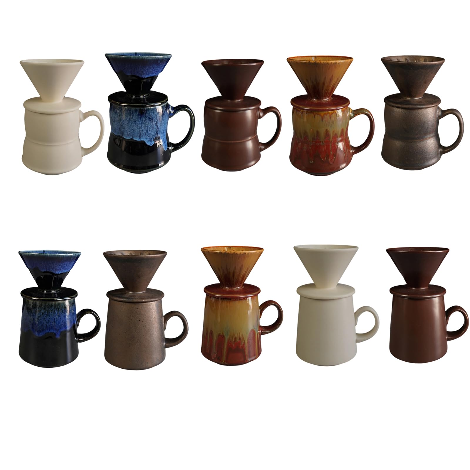 Generisch Moderna cafetera manual V 60 de cerámica, 460 ml, moderna cafetera de café para un resultado uniforme en cualquier cocina, accesorios hechos a mano