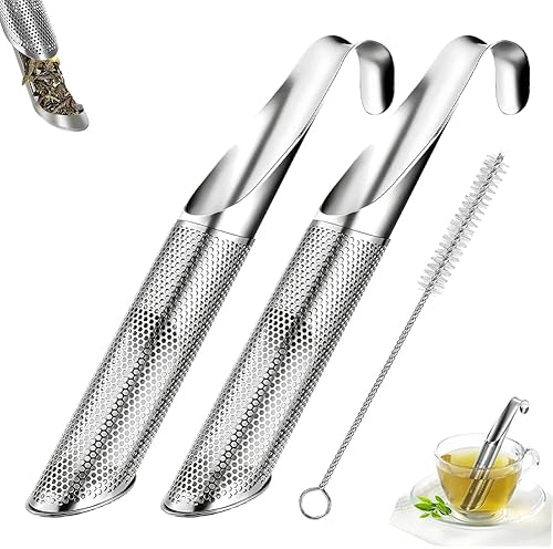 Difusor de té de acero inoxidable, infusor de pipa de té mejorado 2026 con gancho para colgar y mango largo, té de malla fina más empinado para té