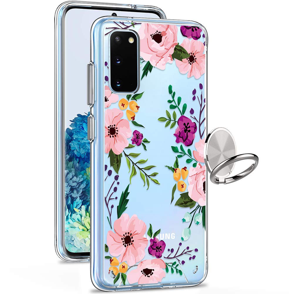 GiiKa Galaxy S20 Case, Clear Heavy Duty Shockproof Girls Women Protective Floral Phone Cover Case for Samsung Galaxy S20, Small Flowers