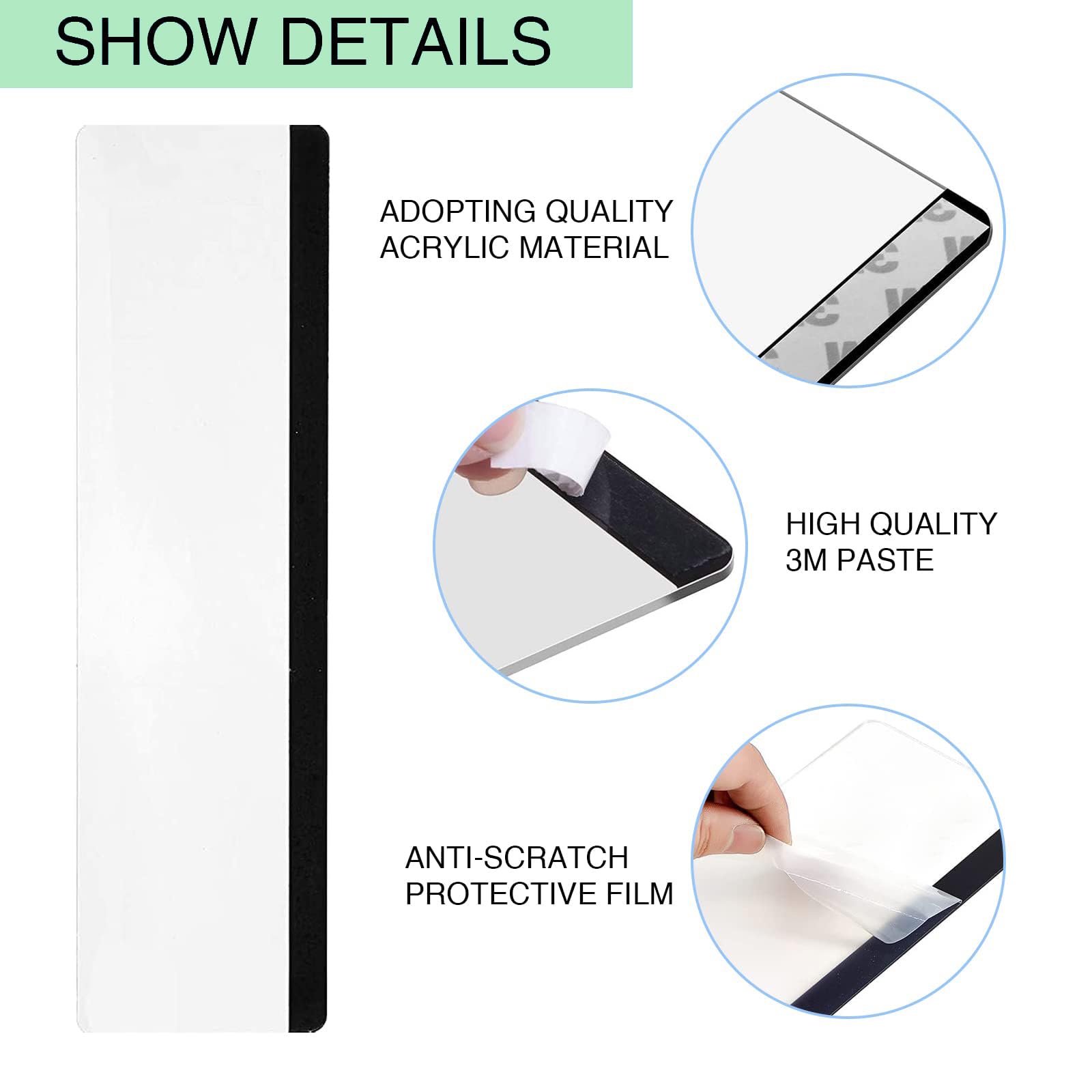 Tablero de Notas Acrílico para Monitor,2 Pcs Laterales Transparentes Autoadhesivos Soporte para Notas y Mensajes Tablero de Monitor de Panel Acrílico Multifunción de Oficina para Escritorio