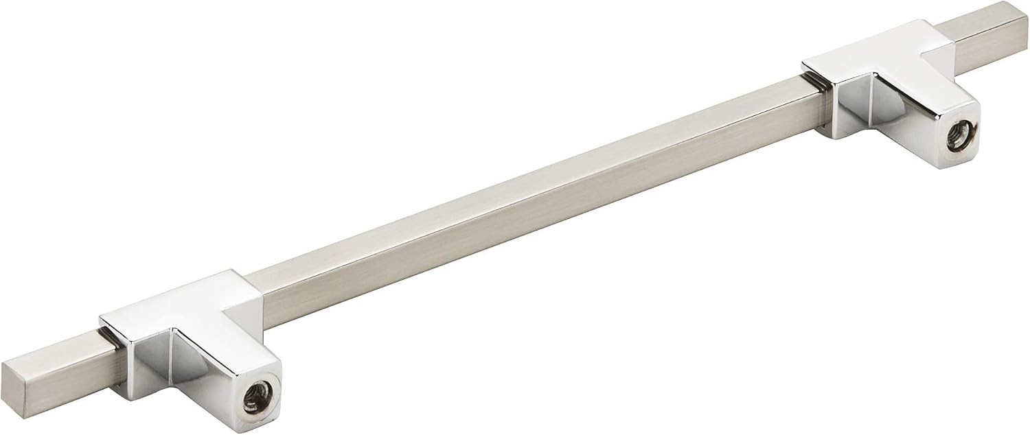 Polished Nickel Modern Bar Cabinet Pull with Mounting Hardware
