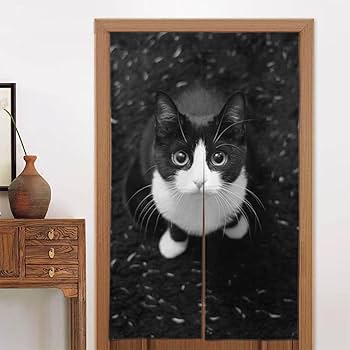 Amazon｜のれん 八割れ 猫 ハチワレ猫ちゃん ドアカーテン