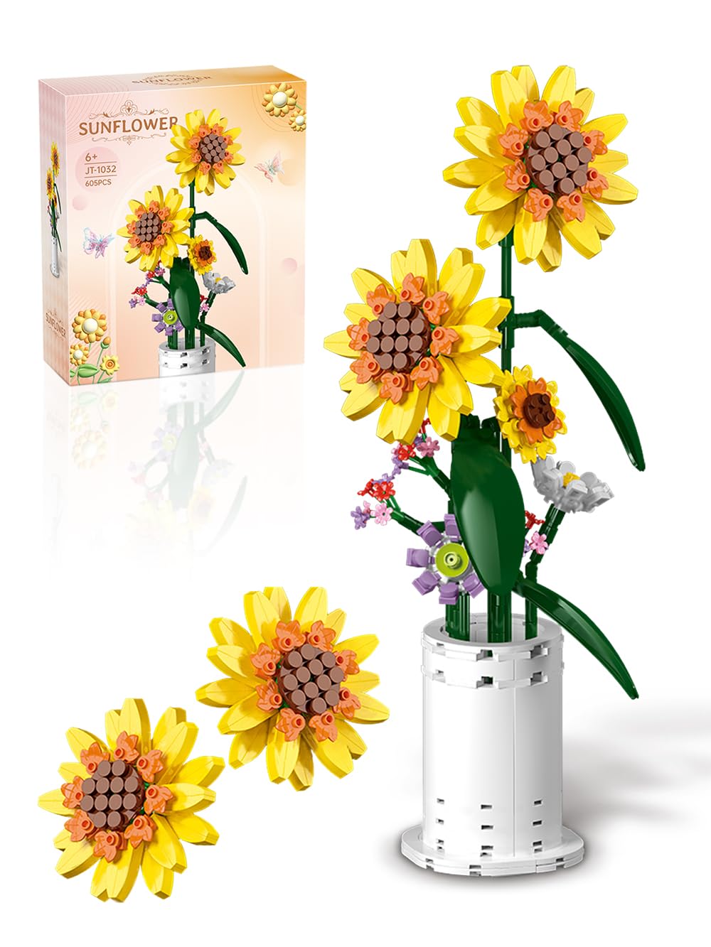 Amazon.com: AMSHINE Sunflower Bouquet Building Block Set, Flower